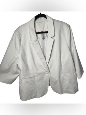 Pennington White Blazer Jacket,26,notch lapel,career,event,closet staple,EC